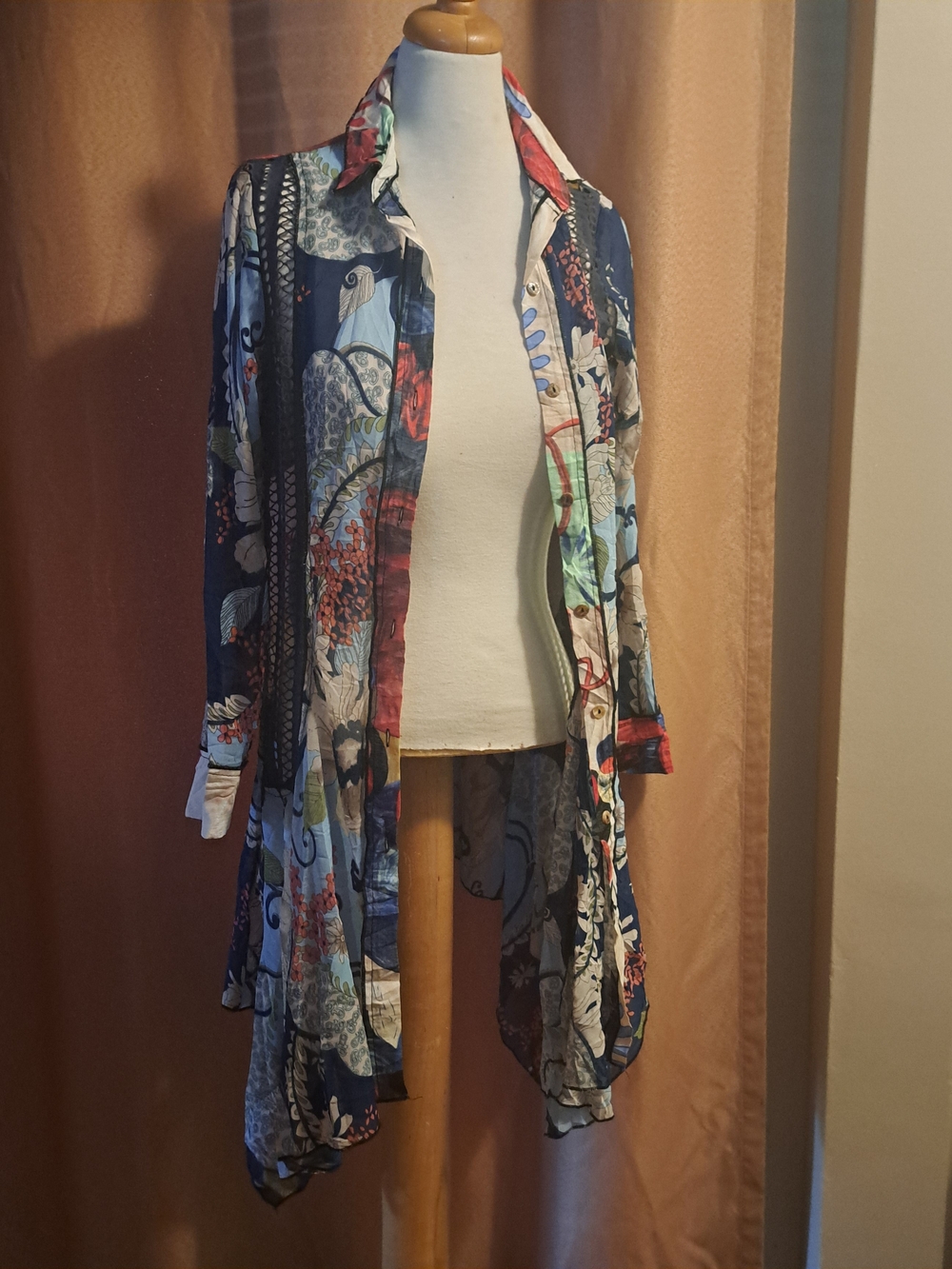 Adore Red and Blue Floral Print Blouse/duster